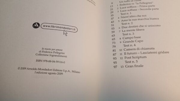 Federica Pellegrini, Io nuoto per amore, Mondadori - 1^ ed. 2009 - immagine 2