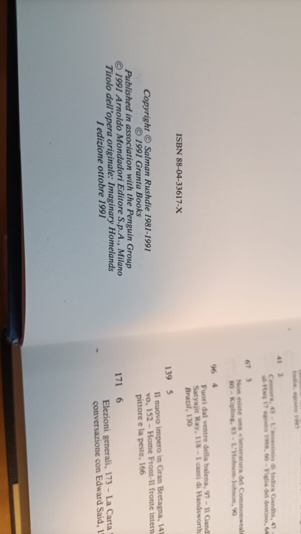 Salman Rushdie, Patrie immaginarie, Mondadori - 1^ ed. 1991 - immagine 2
