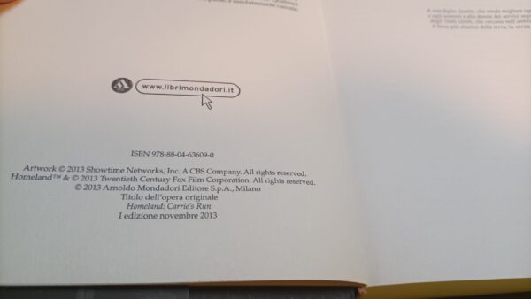 Andrew Kaplan, Homeland - In fuga, Mondadori - 1^ ed. 2013 - immagine 3