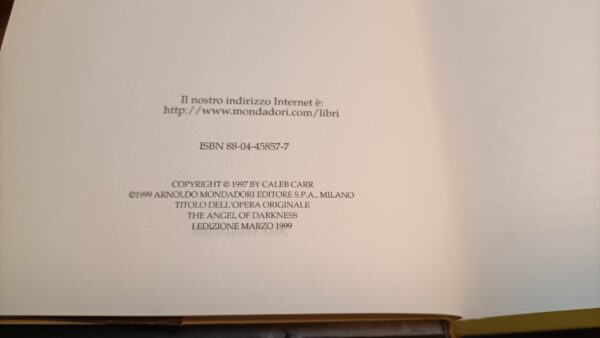 Caleb Carr, L'angelo delle tenebre, Mondadori - 1^ ed. 1999 - immagine 3