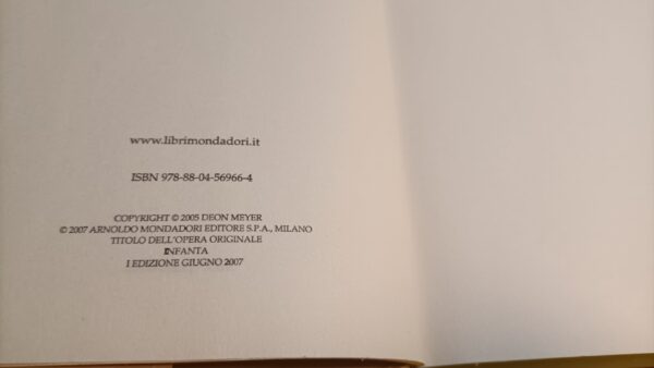 Deon Meyer, Afrikaan Blues, Mondadori - 1^ ed. 2007 - immagine 2