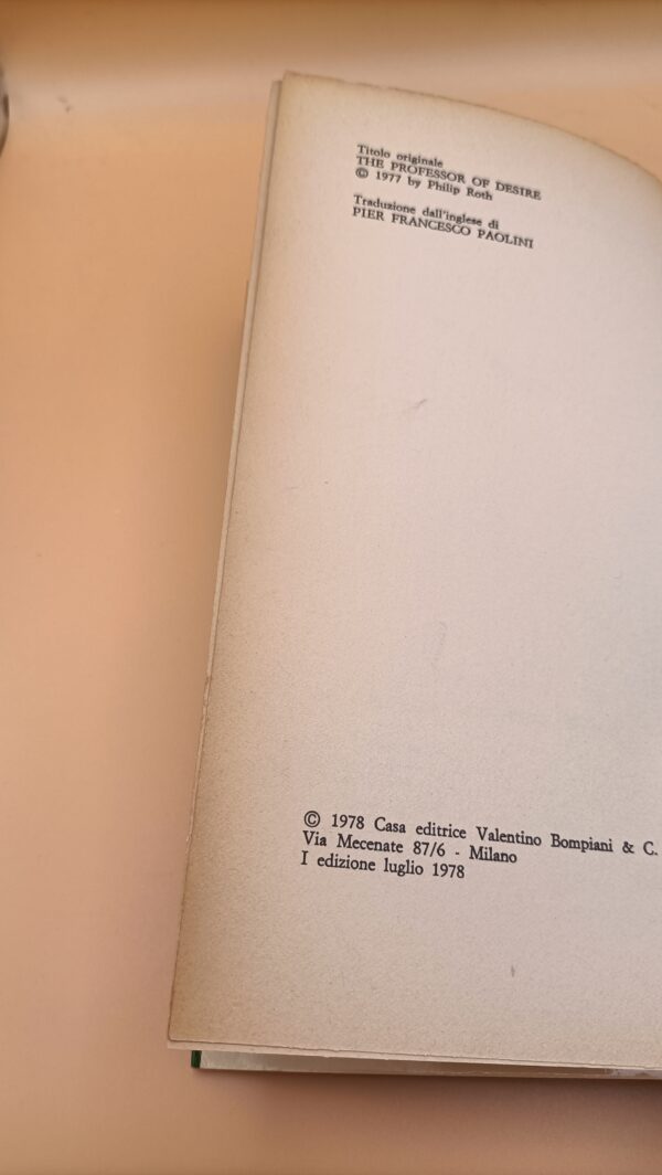 Philip Roth, Professore di desiderio, Bompiani 1a edizione 1978 - immagine 2